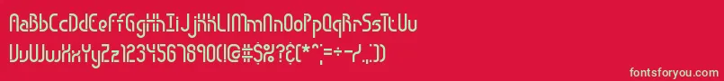 フォントObstacleBrk – 赤い背景に緑の文字