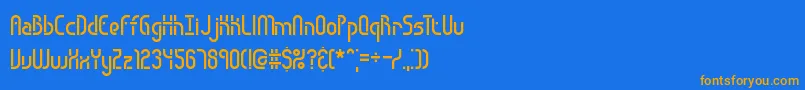 フォントObstacleBrk – オレンジ色の文字が青い背景にあります。