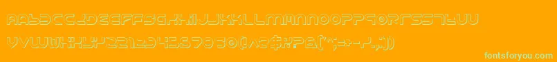 YukonTechShadow-Schriftart – Grüne Schriften auf orangefarbenem Hintergrund