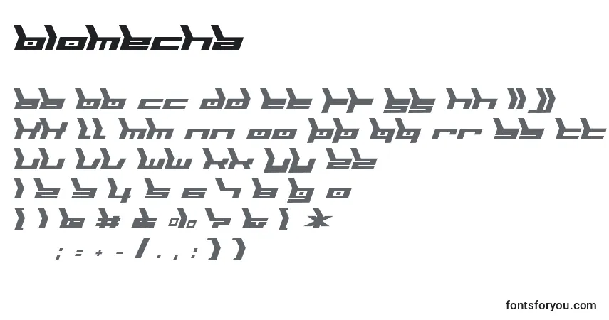 Czcionka Biomecha – alfabet, cyfry, specjalne znaki