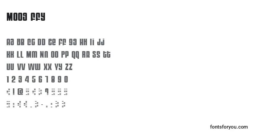 Schriftart Moog ffy – Alphabet, Zahlen, spezielle Symbole