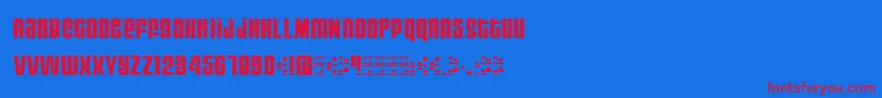 Moog ffy-Schriftart – Rote Schriften auf blauem Hintergrund