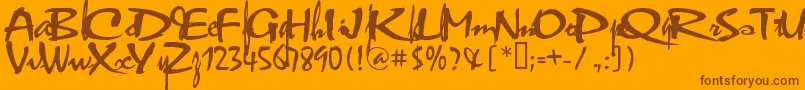 VniThufap1-fontti – ruskeat fontit oranssilla taustalla