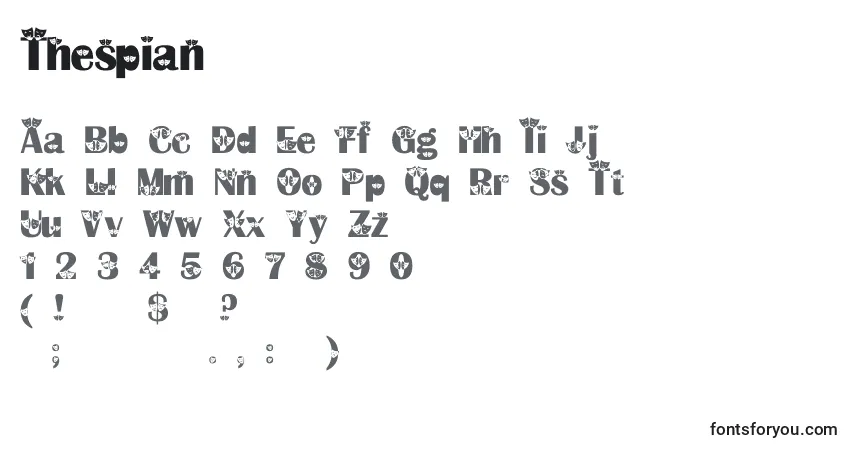 Czcionka Thespian – alfabet, cyfry, specjalne znaki