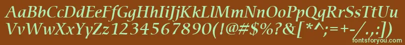 ItcCerigoLtMediumItalic Font – Green Fonts on Brown Background