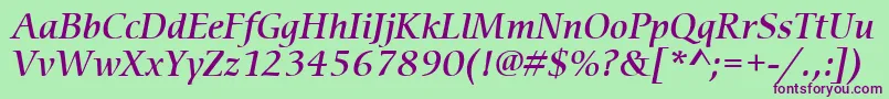 ItcCerigoLtMediumItalic Font – Purple Fonts on Green Background