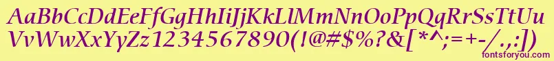 ItcCerigoLtMediumItalic Font – Purple Fonts on Yellow Background