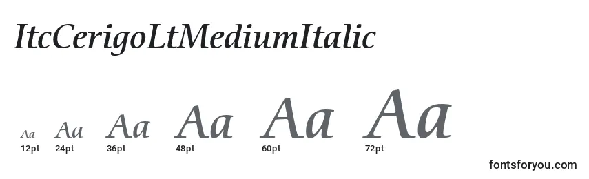 Размеры шрифта ItcCerigoLtMediumItalic