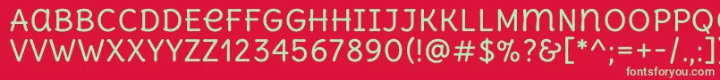 フォントDeliusunicaseRegular – 赤い背景に緑の文字