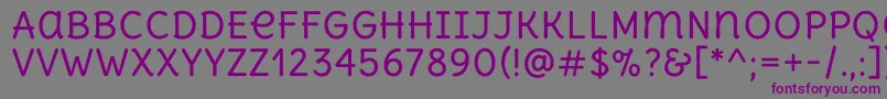 フォントDeliusunicaseRegular – 紫色のフォント、灰色の背景