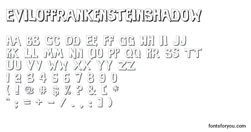 Шрифт EviloffrankensteinShadow – алфавит, цифры, специальные символы