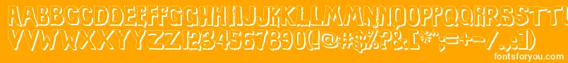EviloffrankensteinShadow-Schriftart – Weiße Schriften auf orangefarbenem Hintergrund