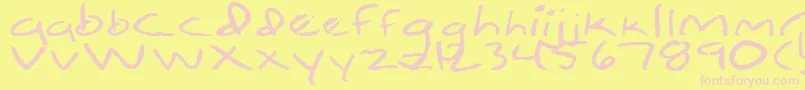 Simpleton-Schriftart – Rosa Schriften auf gelbem Hintergrund