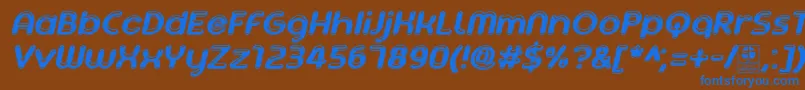 AgetaChubbyItalicDemo Font – Blue Fonts on Brown Background