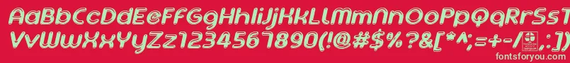 Czcionka AgetaChubbyItalicDemo – zielone czcionki na czerwonym tle