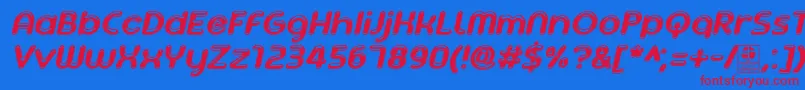 Czcionka AgetaChubbyItalicDemo – czerwone czcionki na niebieskim tle