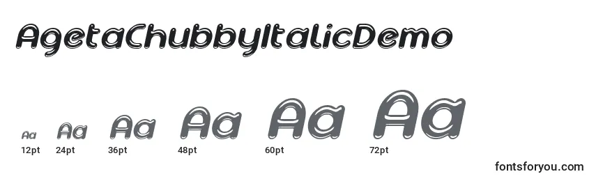 Размеры шрифта AgetaChubbyItalicDemo
