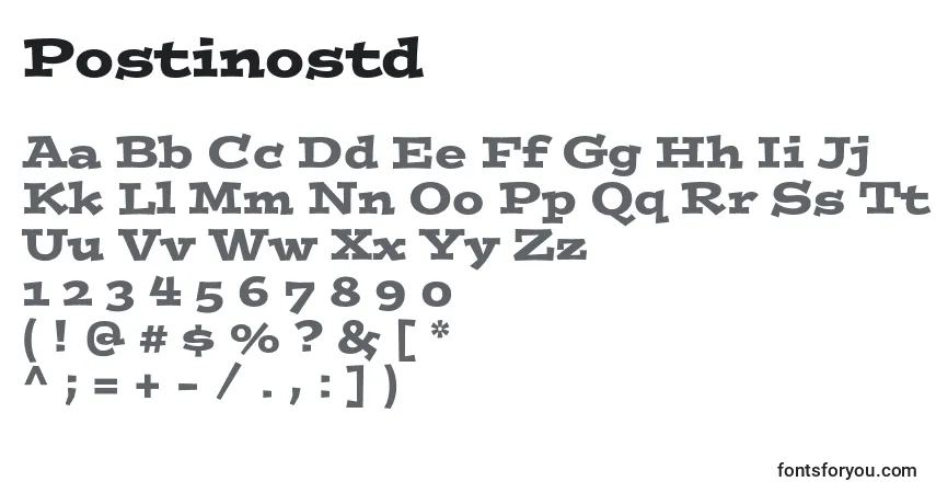 Шрифт Postinostd – алфавит, цифры, специальные символы