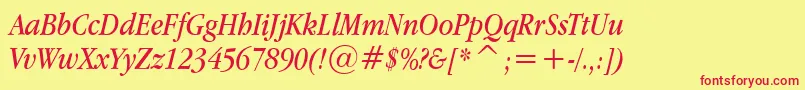 AppleGaramondItalic Font – Red Fonts on Yellow Background