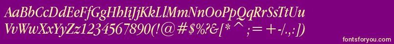 AppleGaramondItalic Font – Yellow Fonts on Purple Background