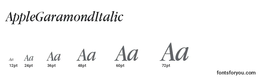 Größen der Schriftart AppleGaramondItalic