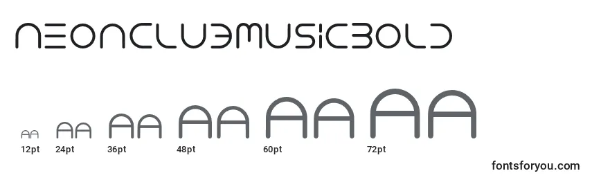 Размеры шрифта NeonClubMusicBold