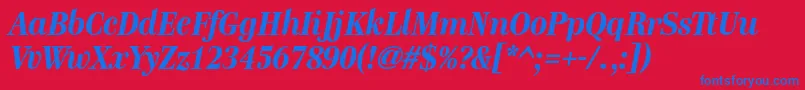 GenreBolditalic Font – Blue Fonts on Red Background