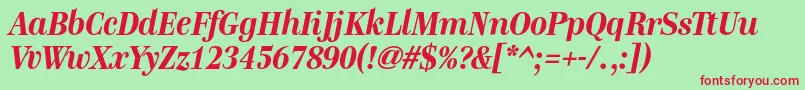 GenreBolditalic Font – Red Fonts on Green Background