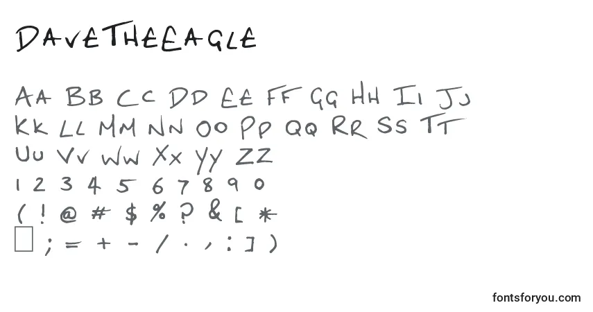 Fuente DaveTheEagle - alfabeto, números, caracteres especiales