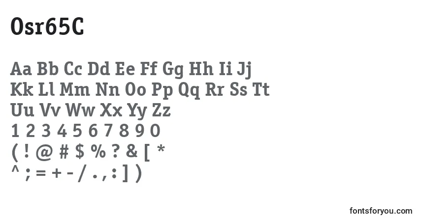 Schriftart Osr65C – Alphabet, Zahlen, spezielle Symbole