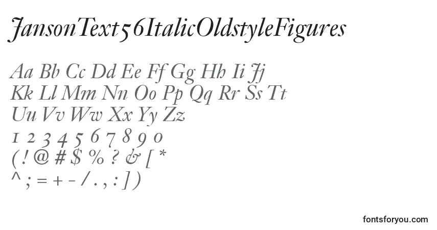 JansonText56ItalicOldstyleFigures-fontti – aakkoset, numerot, erikoismerkit