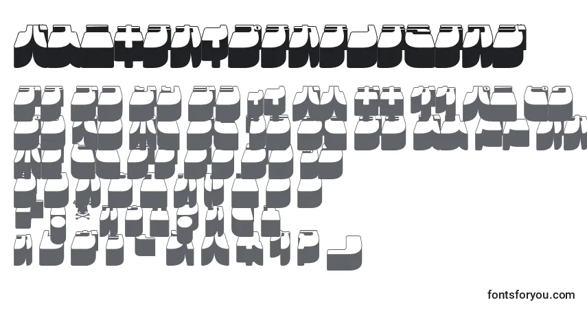 Czcionka FrigateKatakana3D – alfabet, cyfry, specjalne znaki