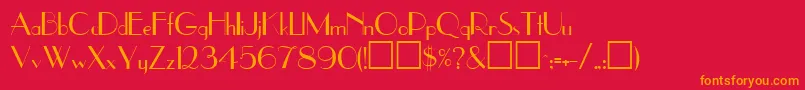 UppeaRegular-Schriftart – Orangefarbene Schriften auf rotem Hintergrund