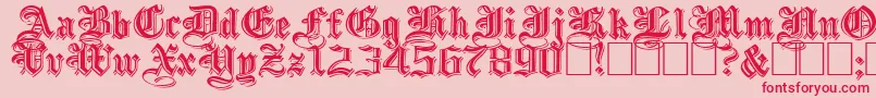 EmbossedblackwideNormal-Schriftart – Rote Schriften auf rosa Hintergrund