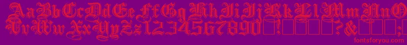 EmbossedblackwideNormal Font – Red Fonts on Purple Background