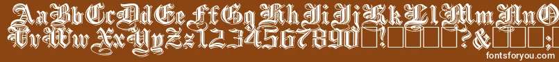 EmbossedblackwideNormal-fontti – valkoiset fontit ruskealla taustalla