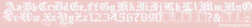 EmbossedblackwideNormal-Schriftart – Weiße Schriften auf rosa Hintergrund