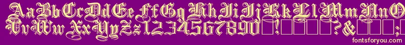 EmbossedblackwideNormal Font – Yellow Fonts on Purple Background