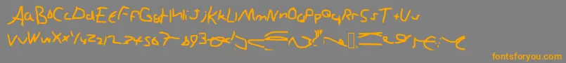 フォントGhgy – オレンジの文字は灰色の背景にあります。