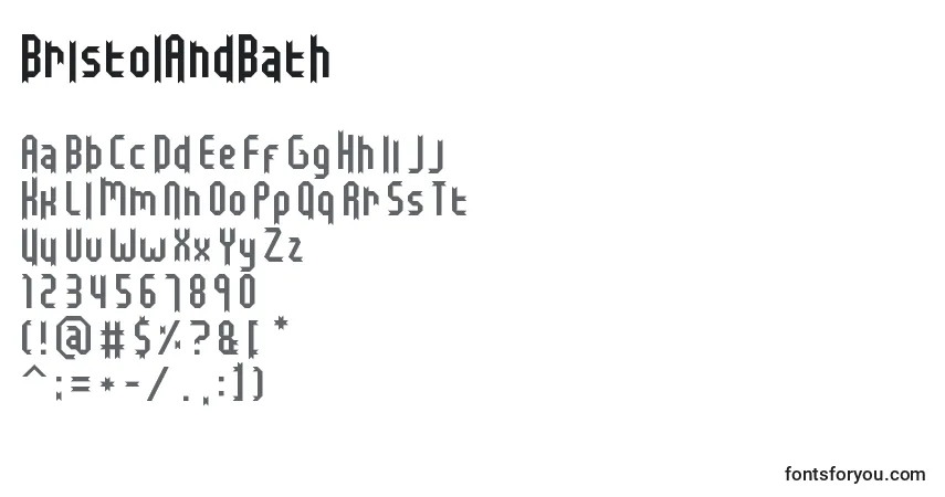A fonte BristolAndBath – alfabeto, números, caracteres especiais