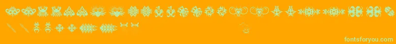 Tribaltattooaddict-Schriftart – Grüne Schriften auf orangefarbenem Hintergrund