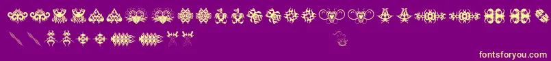 Weitere Informationen zur Tribaltattooaddict-Schriftart Tribaltattooaddict-Schriftart – Gelbe Schriften auf violettem Hintergrund