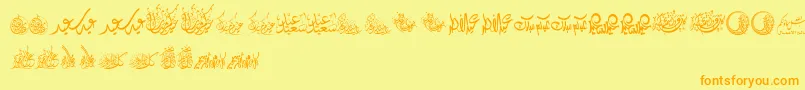 FelicitationArabicFeasts-fontti – oranssit fontit keltaisella taustalla