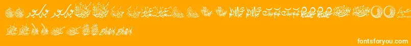 Fonte FelicitationArabicFeasts – fontes brancas em um fundo laranja