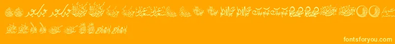 FelicitationArabicFeasts-Schriftart – Gelbe Schriften auf orangefarbenem Hintergrund