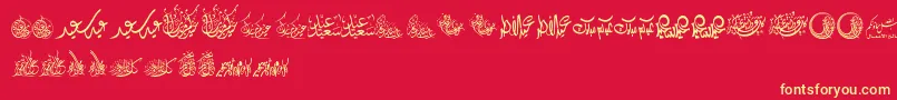 Czcionka FelicitationArabicFeasts – żółte czcionki na czerwonym tle