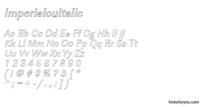 A fonte ImperialouItalic – alfabeto, números, caracteres especiais
