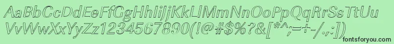 Fonte ImperialouItalic – fontes pretas em um fundo verde