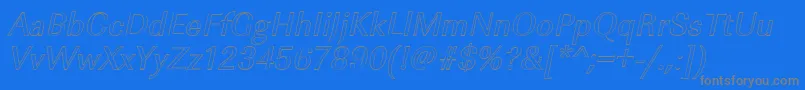 ImperialouItalic-Schriftart – Graue Schriften auf blauem Hintergrund