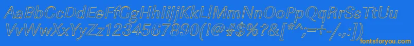 ImperialouItalic-Schriftart – Orangefarbene Schriften auf blauem Hintergrund